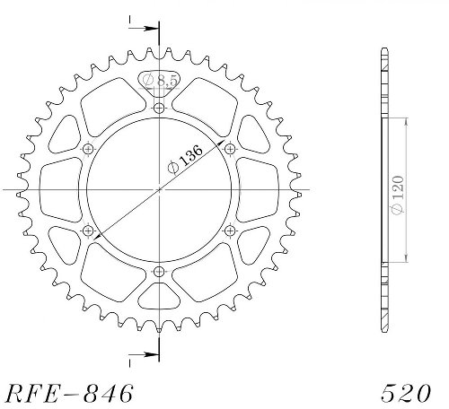 Supersprox Steel Chain wheel 520 - 44Z (black)