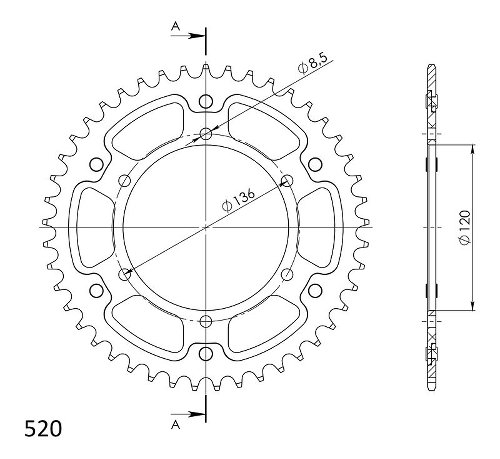 Supersprox Stealth rueda de cadena 520 - 45Z (oro)