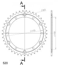 Supersprox acero rueda de cadena 520 - 38Z (negro)