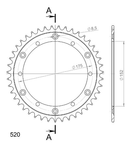 Supersprox acier roue d`entrainement 520 - 43Z (noir)