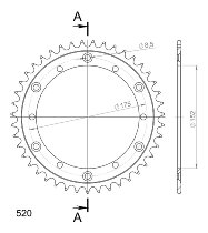 Supersprox acciaio rocchetto per catena 520 - 43Z (nero)