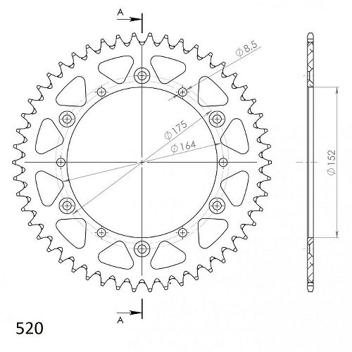 Supersprox alluminio rocchetto per catena 520 - 43Z (nero)