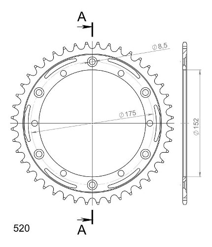 Supersprox Stealth Chain wheel 520 - 44Z (blue)