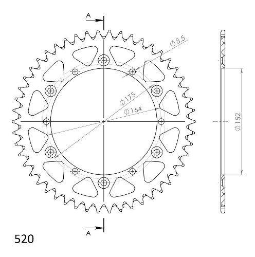 Supersprox aluminium roue d`entrainement 520 - 48Z (noir)