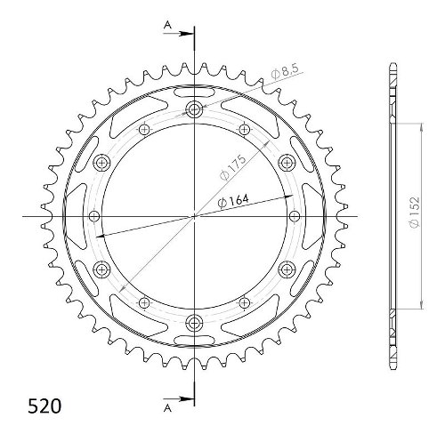 Supersprox Stealth Chain wheel 520 - 48Z (black)