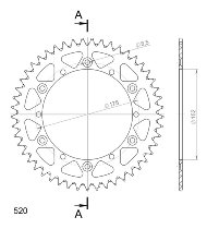 Supersprox alluminio rocchetto per catena 520 - 49Z (nero)