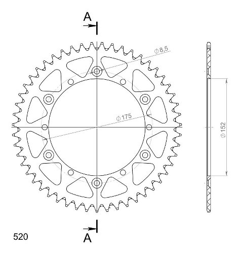 Supersprox aluminium roue d`entrainement 520 - 51Z (noir)