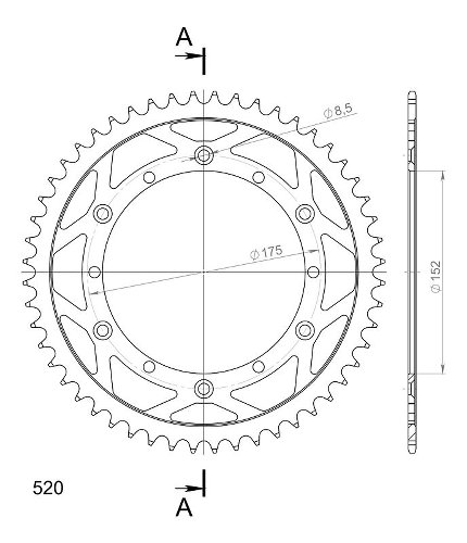 Supersprox Stealth Chain wheel 520 - 52Z (blue)