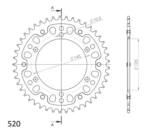 Supersprox Stealth Chain wheel 520 - 45Z (black)