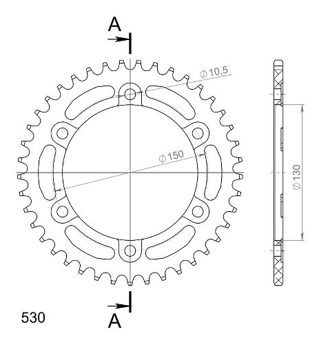 Supersprox aluminio rueda de cadena 530 - 41Z (negro)