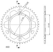 Supersprox alluminio rocchetto per catena 530 - 45Z (nero)