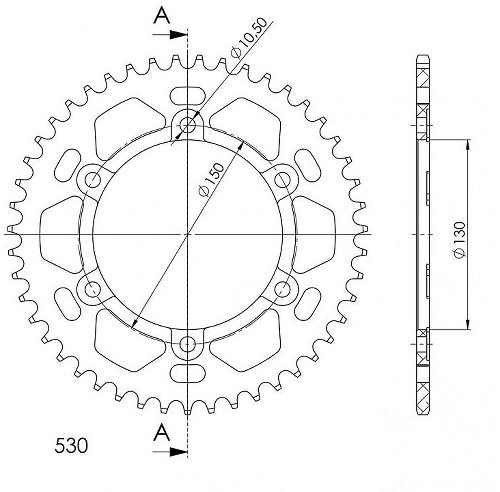 Supersprox Aluminium Chain wheel 530 - 46Z (black)