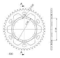 Supersprox aluminium roue d`entrainement 530 - 47Z (noir)