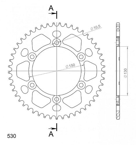 Supersprox Aluminium Chain wheel 530 - 50Z (black)