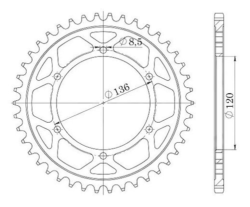 Supersprox acciaio rocchetto per catena 530 - 44Z (nero)