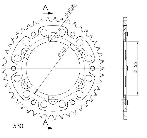 Supersprox Stealth Chain wheel 530 - 44Z (gold)