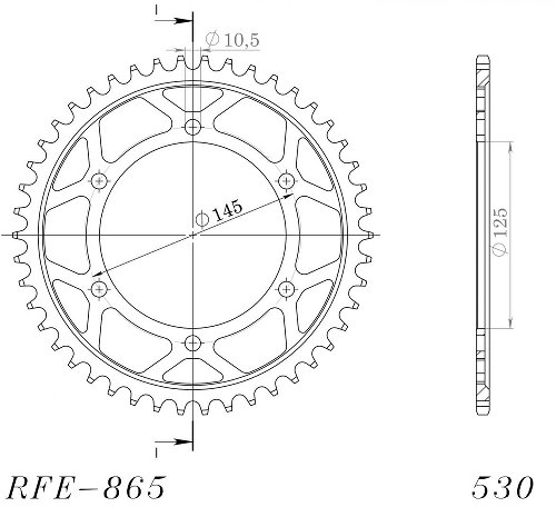 Supersprox acero rueda de cadena 530 - 47Z (negro)