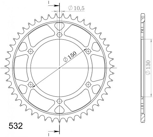 Supersprox acero rueda de cadena 532 - 39Z (negro)