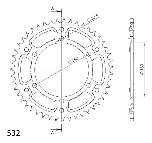 Supersprox Stealth Chain wheel 532 - 47Z (blue)