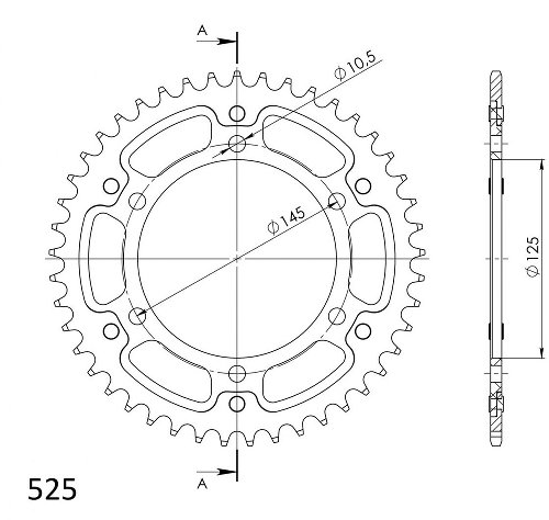 Supersprox Stealth rocchetto per catena 525 - 43Z (nero)