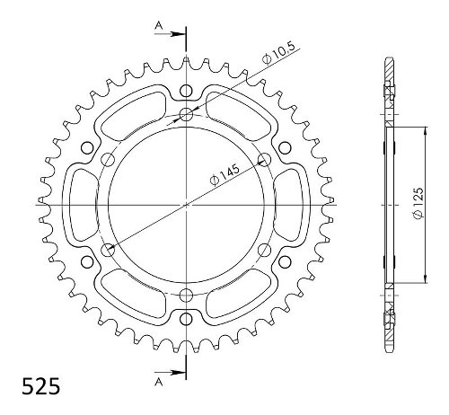 Supersprox Stealth rocchetto per catena 525 - 45Z (nero)