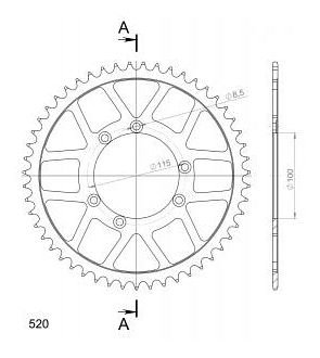 Supersprox acciaio rocchetto per catena 520 - 51Z (nero)