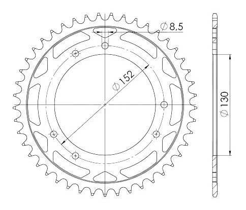 Supersprox Stahl-Kettenrad 520 - 45Z (schwarz)