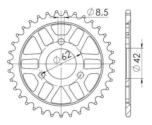 Supersprox Stahl-Kettenrad 428 - 32Z (schwarz)