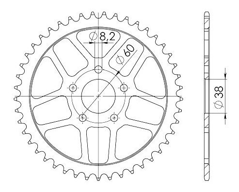 Supersprox Steel Chain wheel 420 - 44Z (black)