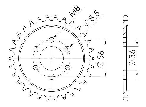 Supersprox acciaio rocchetto per catena 428 - 28Z (nero)