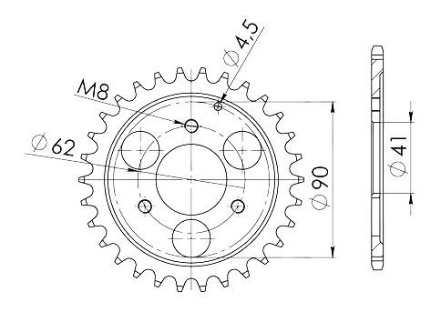 Supersprox acciaio rocchetto per catena 428 - 28Z (nero)