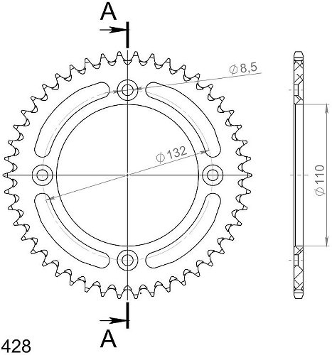 Supersprox aluminio rueda de cadena 428 - 46Z (azul)