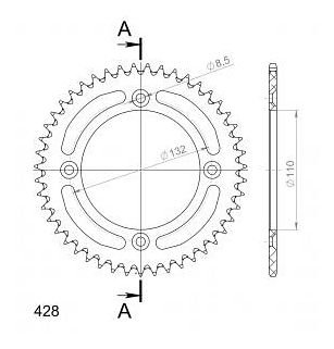 Supersprox aluminium roue d`entrainement 428 - 47Z (bleue)