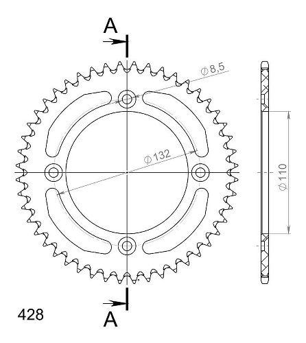 Supersprox aluminium roue d`entrainement 428 - 48Z (noir)