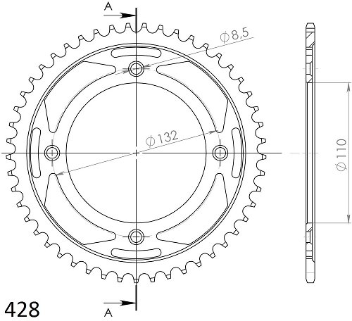 Supersprox Steel Chain wheel 428 - 50Z (black)