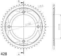 Supersprox acciaio rocchetto per catena 428 - 50Z (nero)