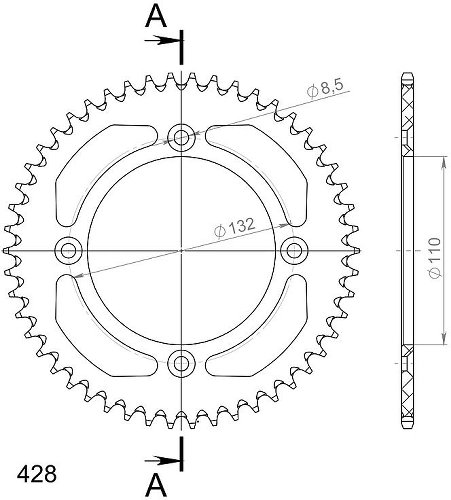 Supersprox Aluminium Chain wheel 428 - 50Z (blue)