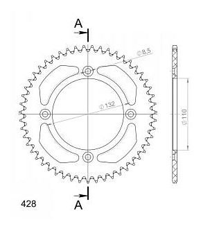 Supersprox aluminio rueda de cadena 428 - 51Z (negro)