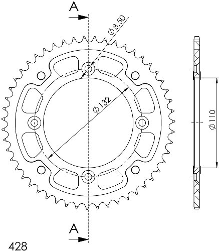 Supersprox Stealth Chain wheel 428 - 51Z (gold)