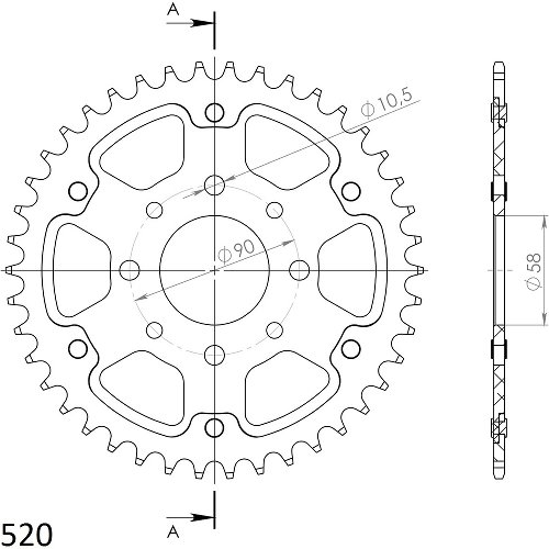 Supersprox Stealth rueda de cadena 428 - 52Z (oro)