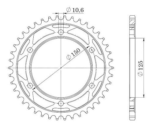 Supersprox acier roue d`entrainement 525 - 42Z (noir)