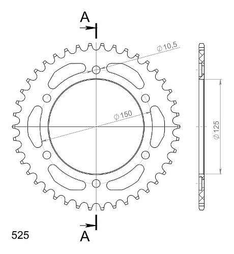 Supersprox alluminio rocchetto per catena 525 - 42Z (nero)