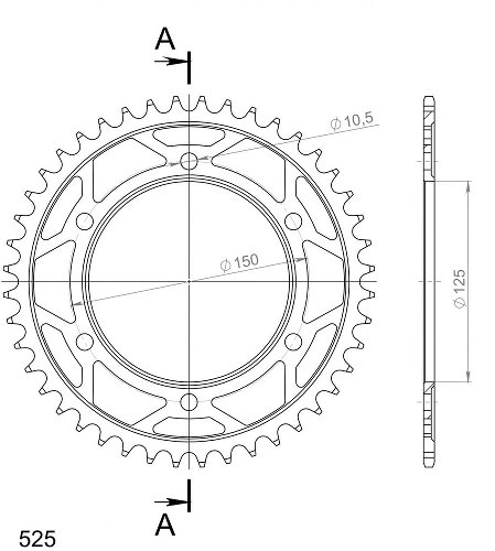 Supersprox Steel Chain wheel 525 - 43Z (black)