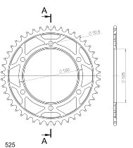 Supersprox acciaio rocchetto per catena 525 - 43Z (nero)