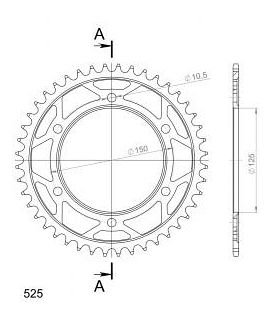 Supersprox acciaio rocchetto per catena 525 - 44Z (nero)