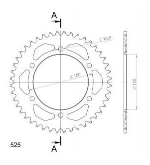 Supersprox alluminio rocchetto per catena 525 - 44Z (nero)