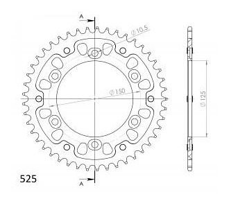 Supersprox Stealth rocchetto per catena 525 - 44Z (nero)