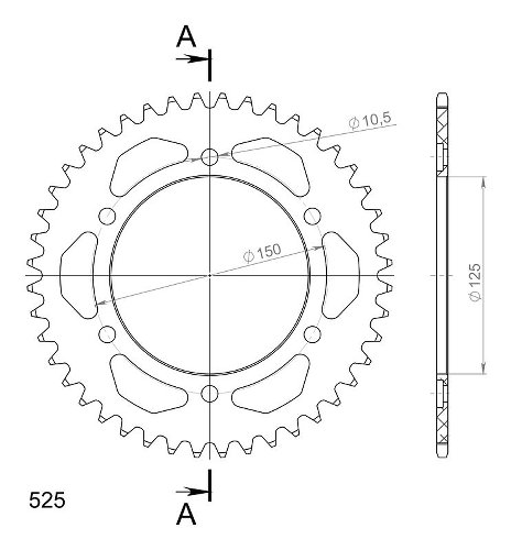 Supersprox aluminio rueda de cadena 525 - 44Z (anaranjado)