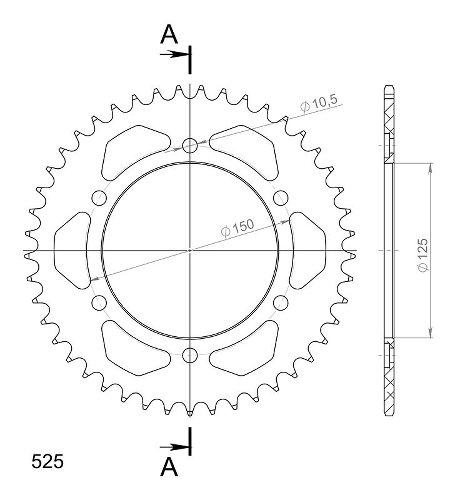 Supersprox aluminium roue d`entrainement 525 - 45Z (orange)