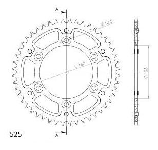 Supersprox Stealth rueda de cadena 525 - 52Z (oro)